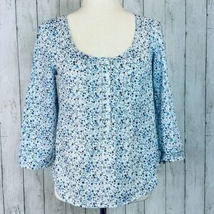Mossimo | Blue Floral Cotton Blouse M – Cottagecore Boho Spring Top 🌿💙
